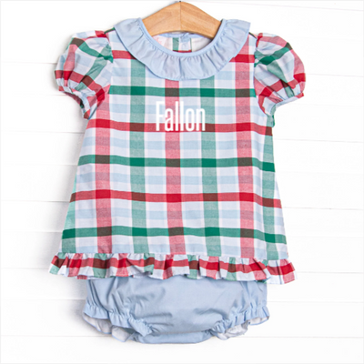 Fallon Diaper Set, Blue Plaid