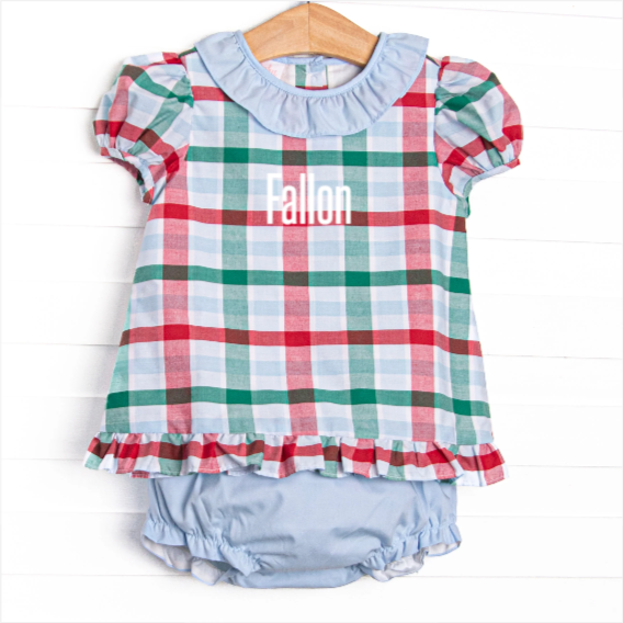 Fallon Diaper Set, Blue Plaid