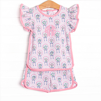 Fancy Florals Short Set, Pink