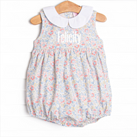 Felicity Florals Sleeveless Collared Bubble, Blue