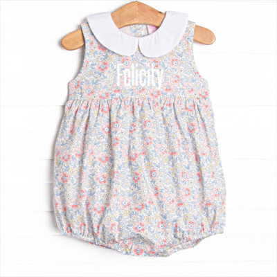 Felicity Florals Sleeveless Collared Bubble, Blue