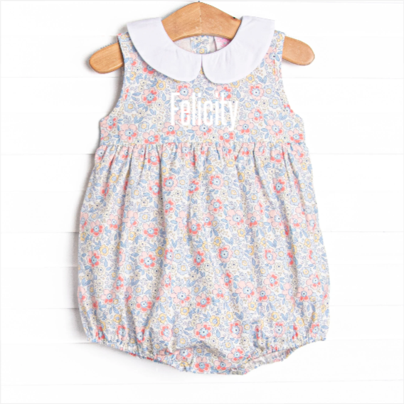 Felicity Florals Sleeveless Collared Bubble, Blue