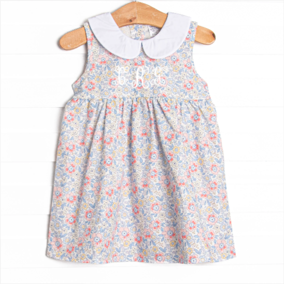 Felicity Florals Sleeveless Woven Dress, Blue