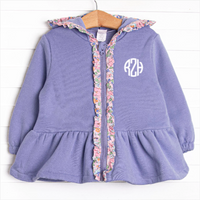 Francesca Florals Zip-Up Jacket, Blue