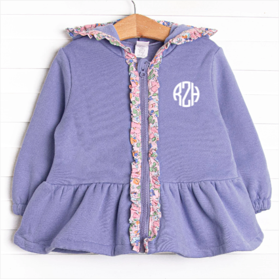 Francesca Florals Zip-Up Jacket, Blue