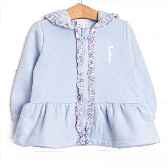 Francesca Florals Zip-Up Jacket, Light Blue
