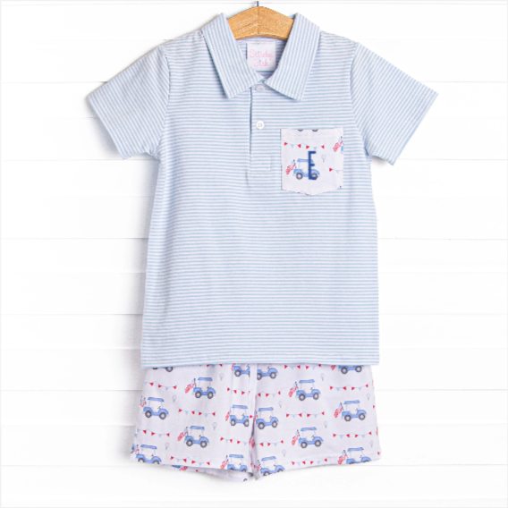 Freedom Fairway Polo Short Set, Blue