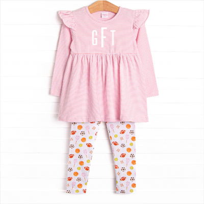 Game Time Flutter Sleeve Legging Set, Pink