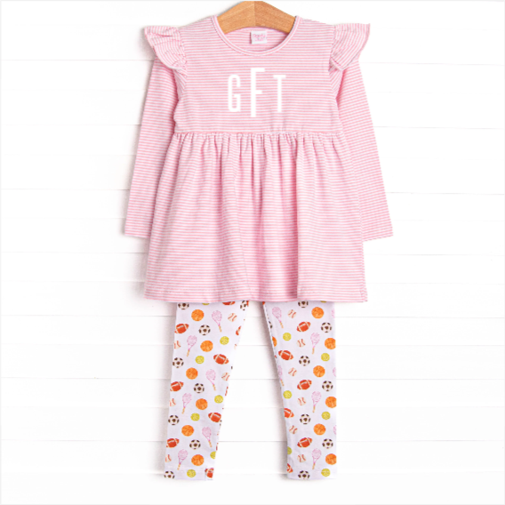 Game Time Flutter Sleeve Legging Set, Pink