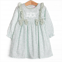 Garden Gate Gingham Side Tie Dress, Green