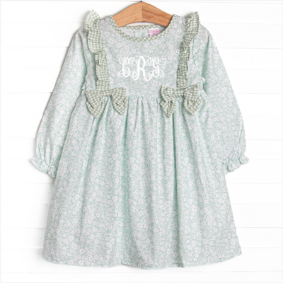 Garden Gate Gingham Side Tie Dress, Green