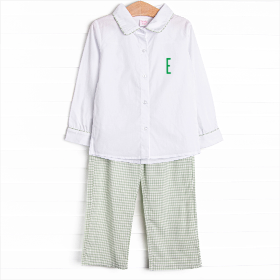 Garden Gingham Pant Set, Green