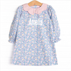 Gardenia Garden Long Sleeve Dress, Blue