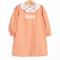 Garland Gourds Embroidered Dress, Orange