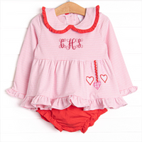 Get-together Galentine Applique Diaper Set, Pink