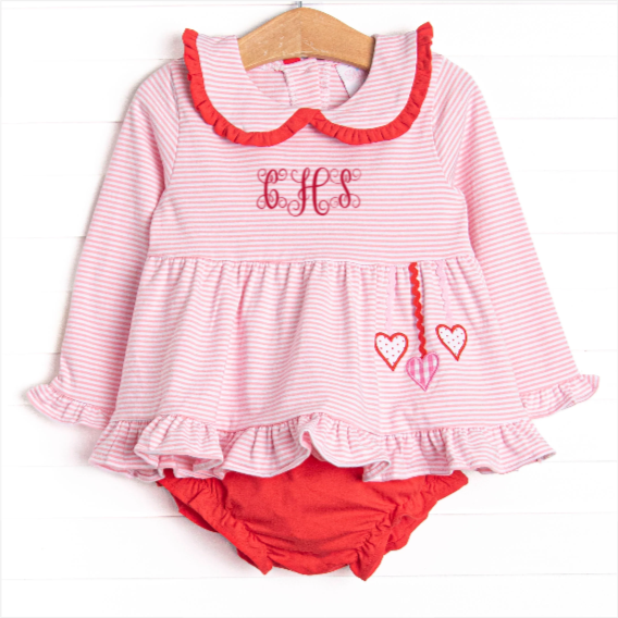 Get-together Galentine Applique Diaper Set, Pink