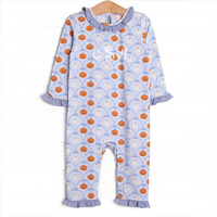 Ghouls and Gourds Ruffle Romper, Blue