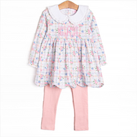Gingham Garden Party Legging Set, Pink