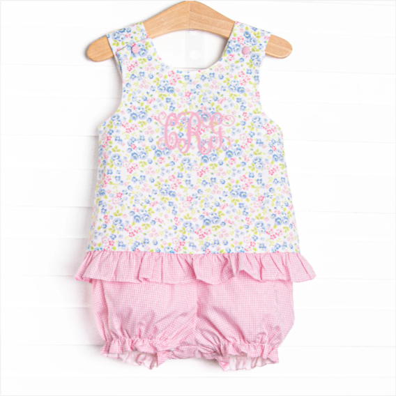 Gingham in the Garden Bloomer Set, Pink