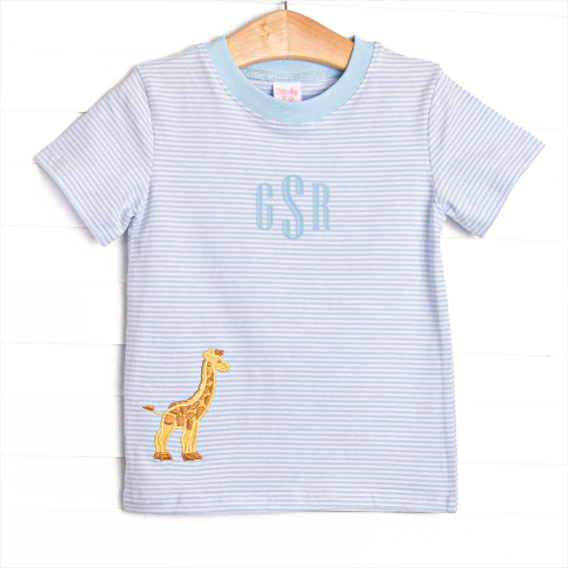 Giraffe Giant Applique Top, Blue