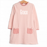 Grace Long Sleeve Pocket Dress, Peach Stripe