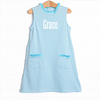 Grace Pocket Dress, Aqua Stripe