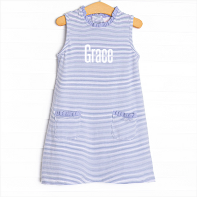 Grace Pocket Dress, Periwinkle Stripe