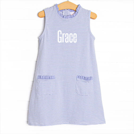 Grace Pocket Dress, Periwinkle Stripe
