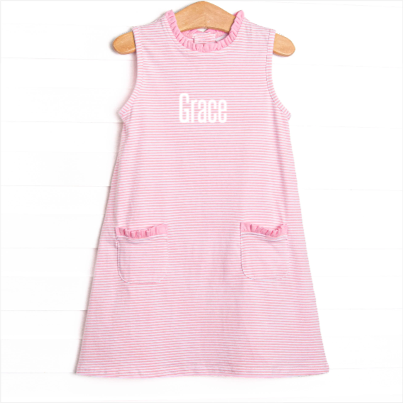 Grace Pocket Dress, Pink Stripe