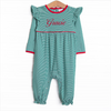 Gracie Romper, Red and Green Stripe