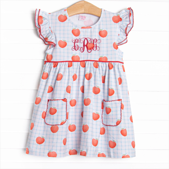 Grade A Gingham Flutter Sleeve Dress, Blue