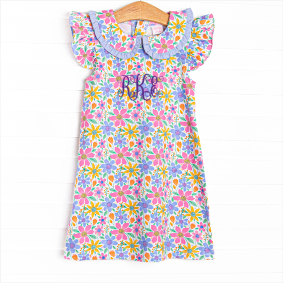Groovy Garden Collared Dress, Purple