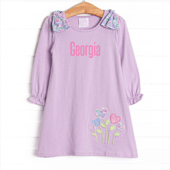 Grow Together Applique Dress, Purple