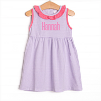 Hannah Dress, Pink and Purple Stripe