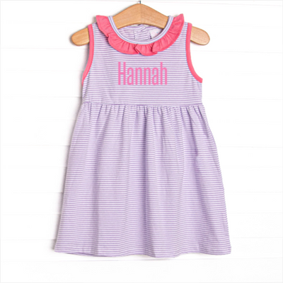 Hannah Dress, Pink and Purple Stripe