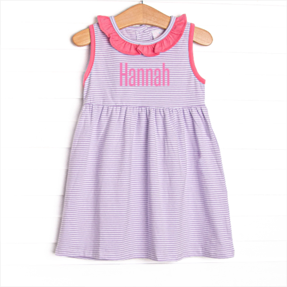Hannah Dress, Pink and Purple Stripe