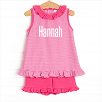 Hannah Short Set, Hot Pink Stripe