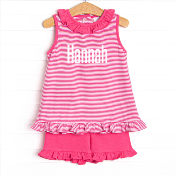 Hannah Short Set, Hot Pink Stripe