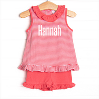 Hannah Short Set, Strawberry Pink Stripe