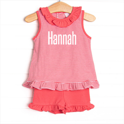 Hannah Short Set, Strawberry Pink Stripe