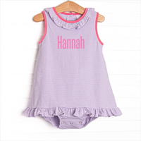 Hannah Skirted Bubble, Pink and Purple Stripe
