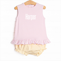 Harper Pima Diaper Set, Yellow and Pink Stripe