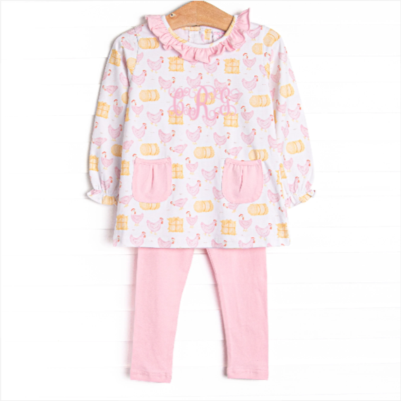 Hay Bale Hens Pocket Legging Set, Pink