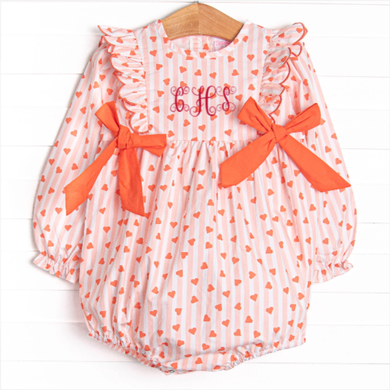 Heart String Stripes Side Tie Bubble, Red