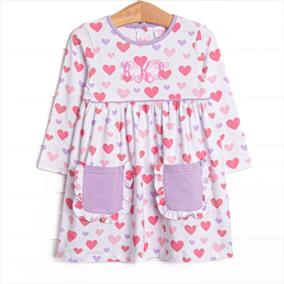 Hearts Galore Pocket Dress, Purple