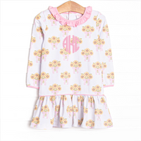 Here Comes the Sunflower Pleated Dress, Pink