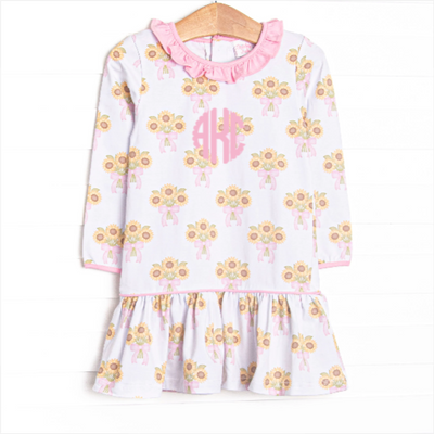 Here Comes the Sunflower Pleated Dress, Pink