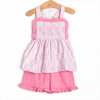 Hold Your Seahorses Ruffle Short Set, Pink