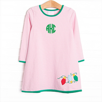 Holiday Glow Applique Dress, Pink
