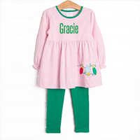 Holiday Glow Applique Legging Set, Pink